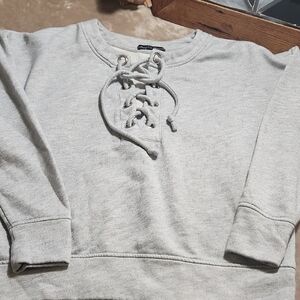 Harlowe & Graham Light Gray Lace-Up Sweatshirt